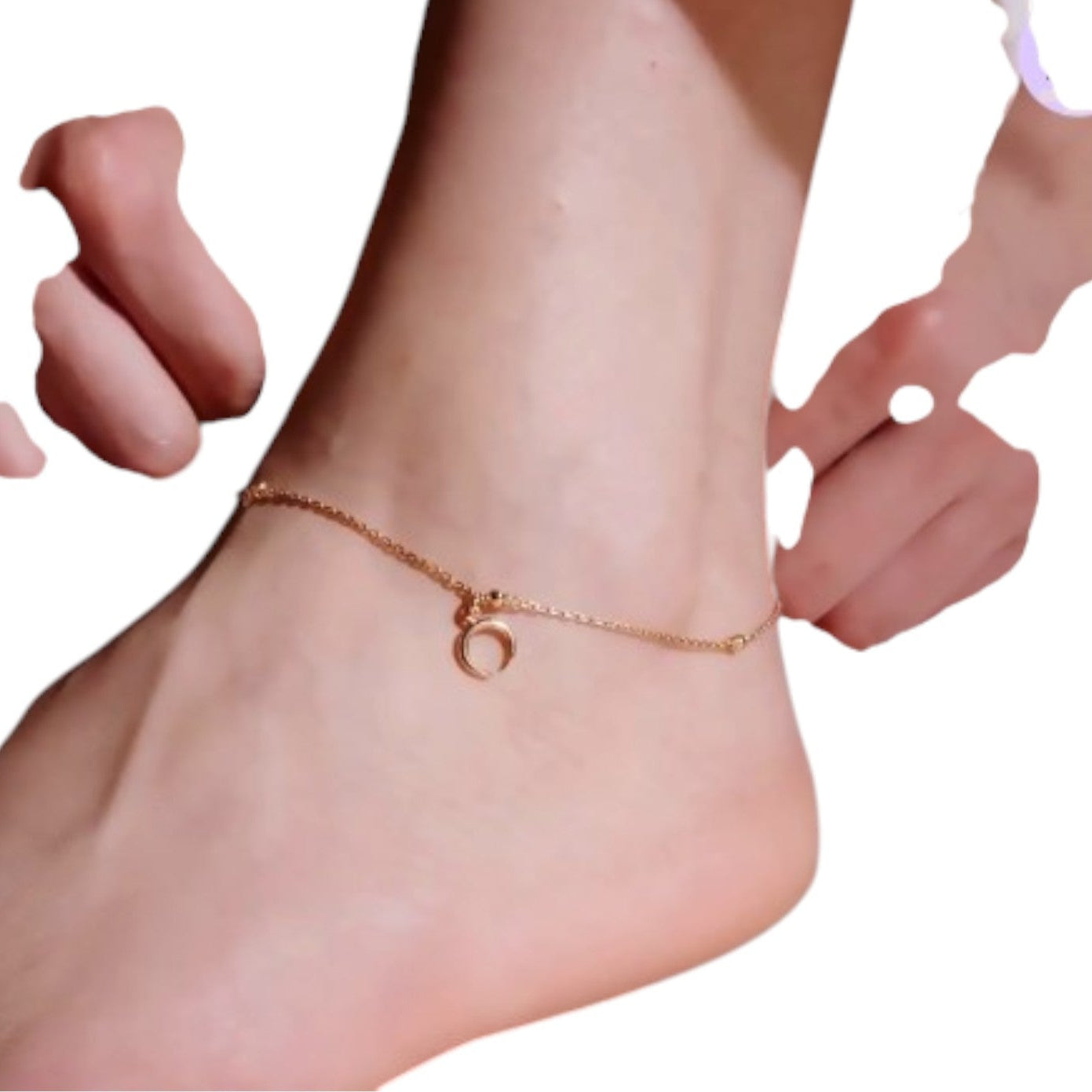 The Moon Silver Anklet in Rose Gold By Kesardeep Impex For Women
